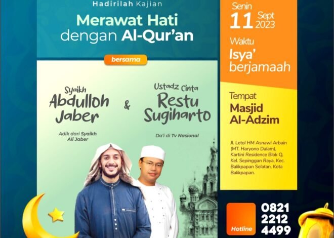 Senin Malam, Syekh Abdullah Jaber akan Hadir di Masjid Al Adzim Kartini Residence